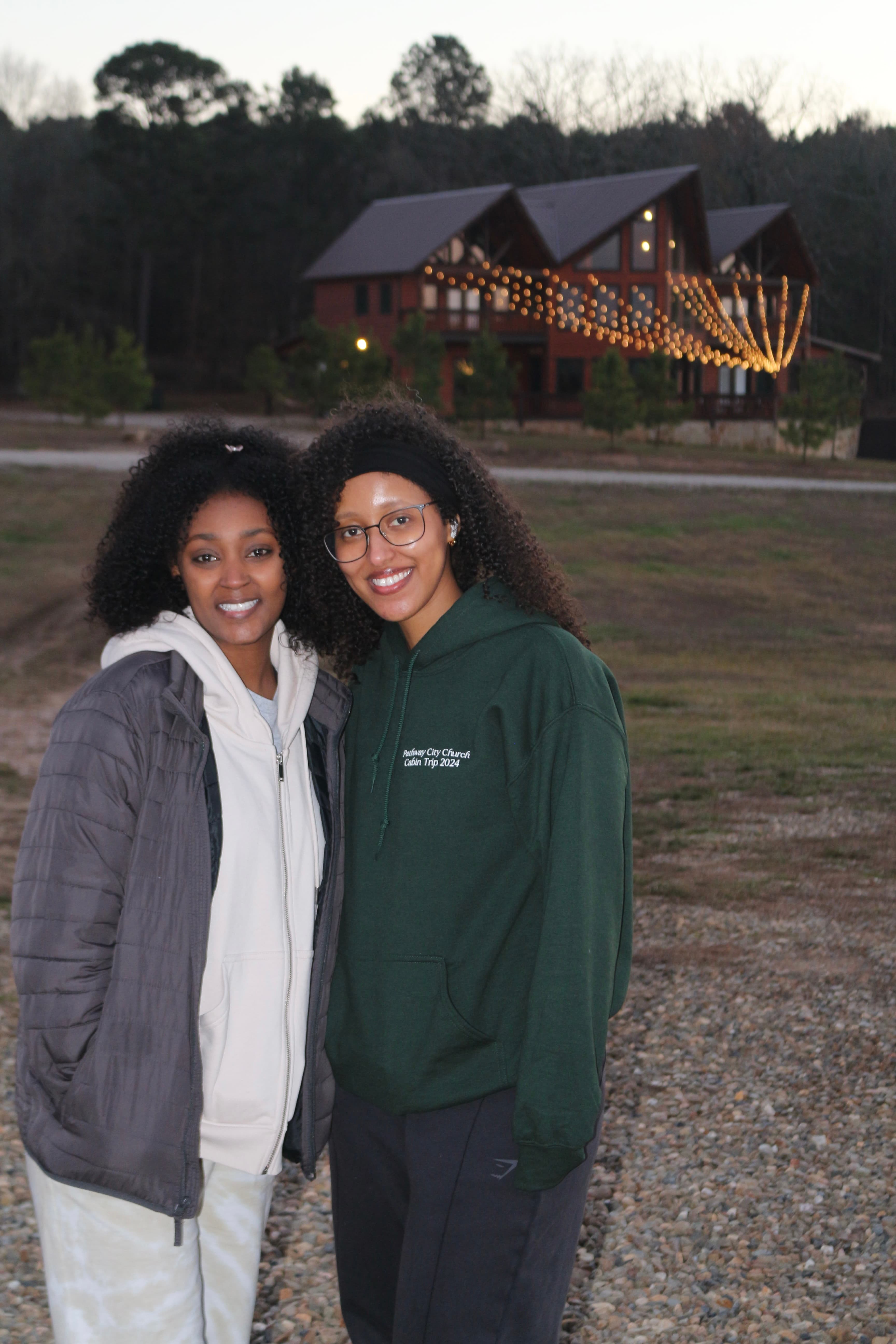 Friends outdoors on campus