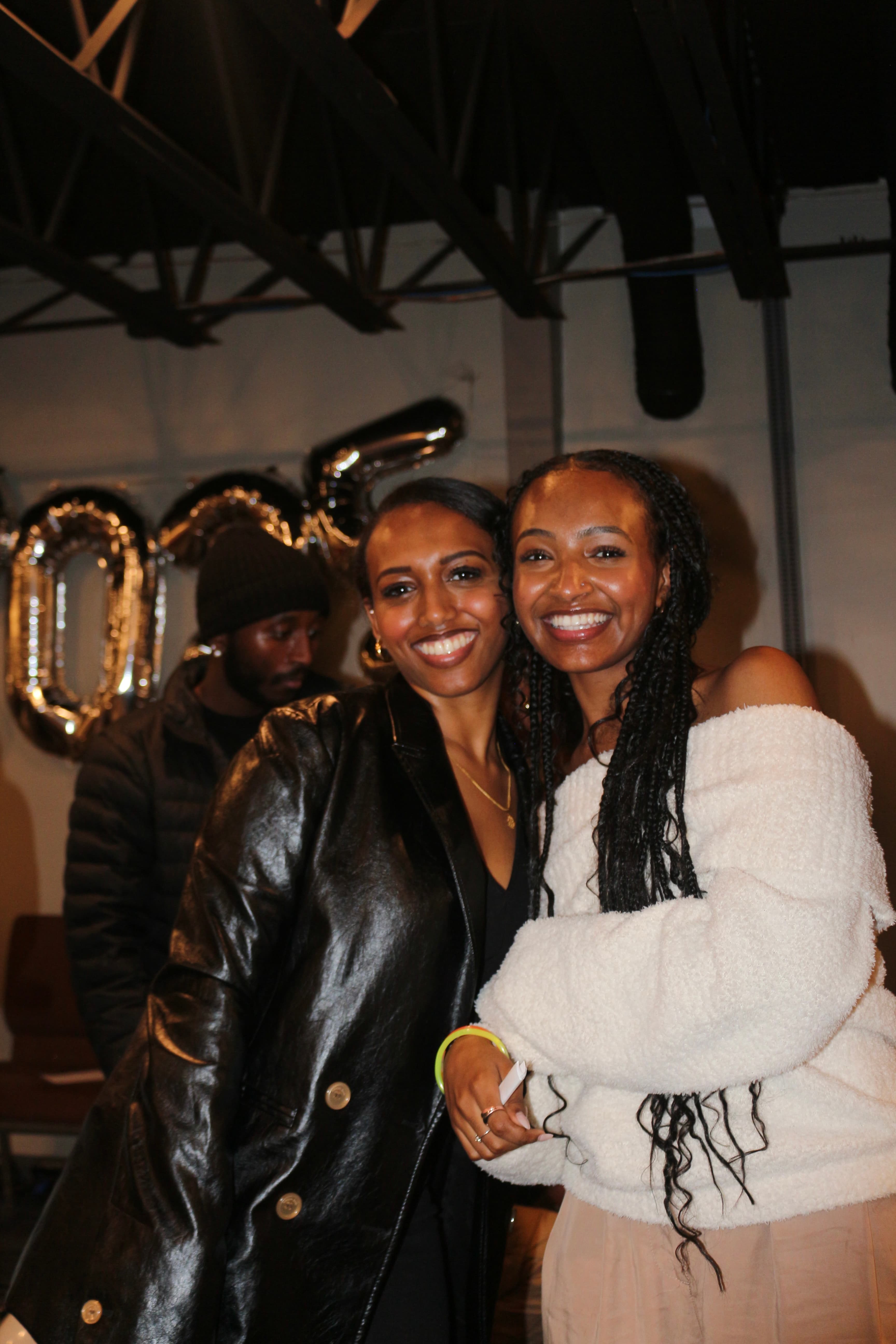 Friends smiling at church